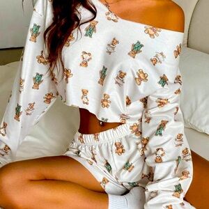 Adorable Teddy Bear Print Pajama Set